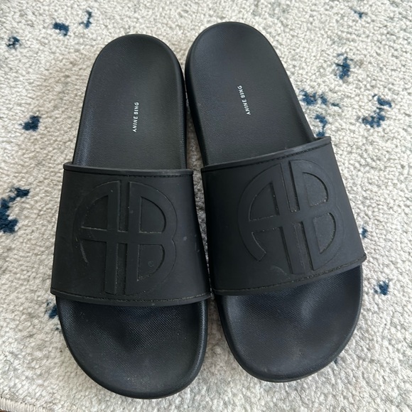 Anine Bing Shoes - Anine Bing Black Rubber Slide Sandals Size 38 / US 8